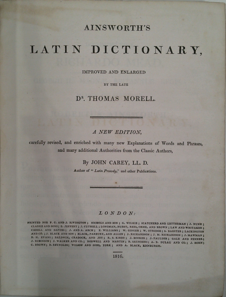 Ainsworth's Latin Dictionary (Two-Volume Set)