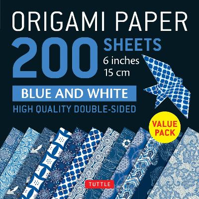 Origami Paper 200 sheets Blue and White Patterns 6" (15 cm): Double