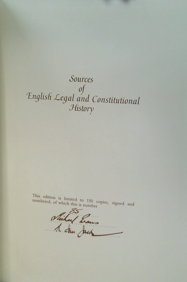 Sources Of English Legal And Constitutional History