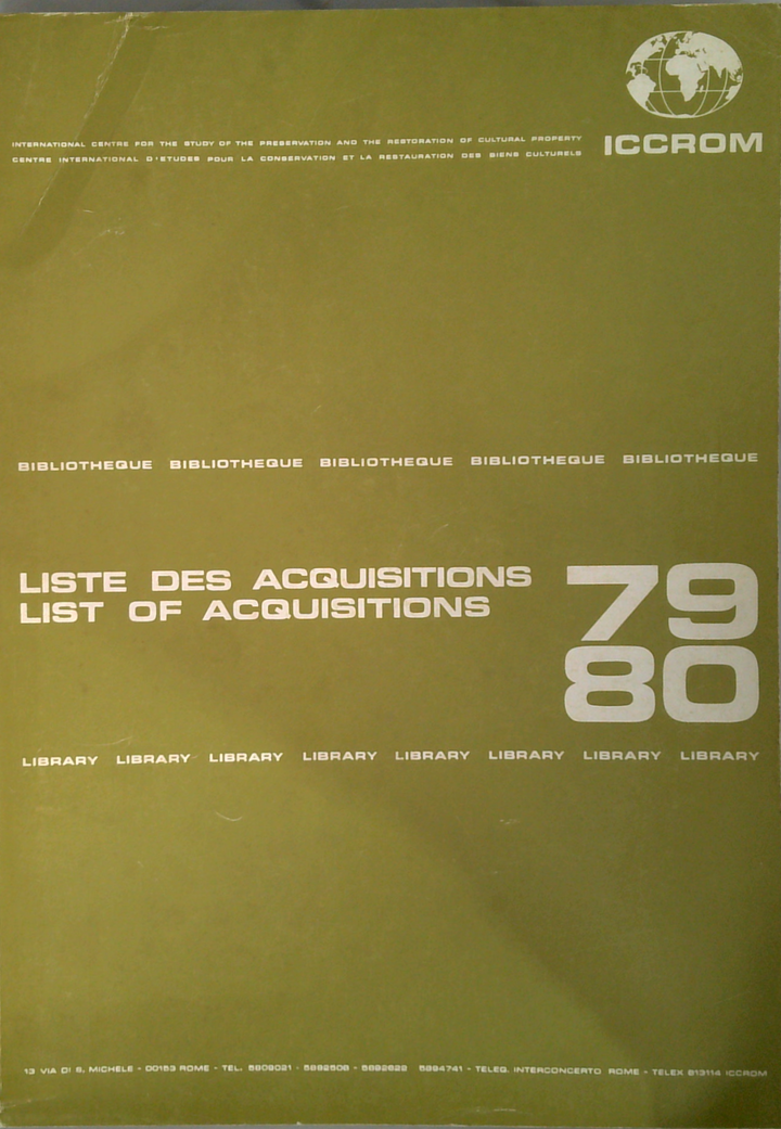 Liste Progressive Des Acquisitions; Master List Of Acquisitions