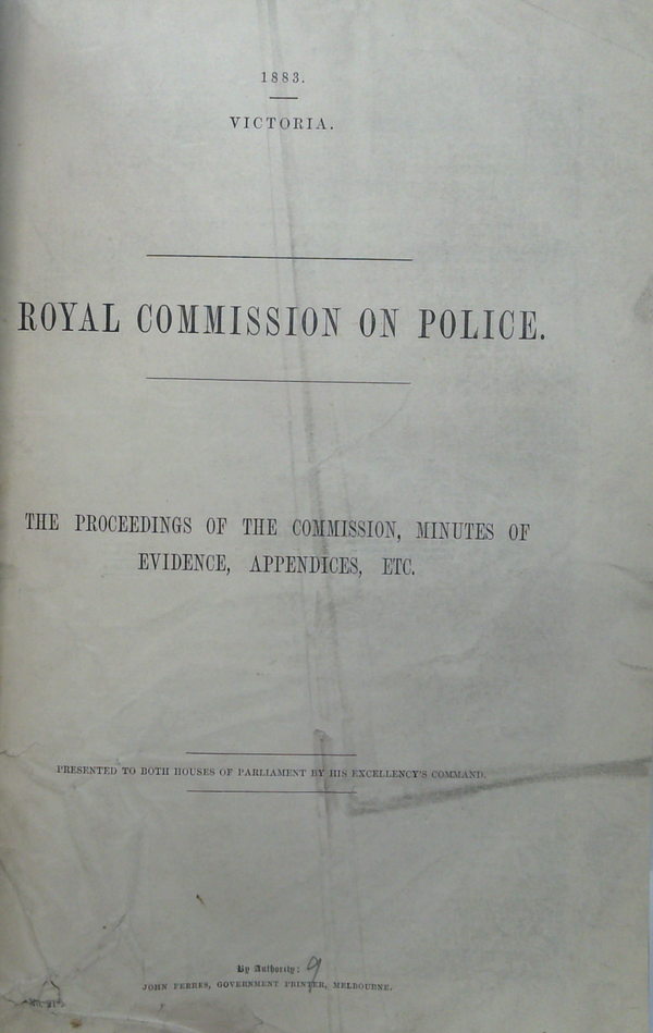 Royal Commission On Police: General Report: Present State And Organization Of The Police Force.
