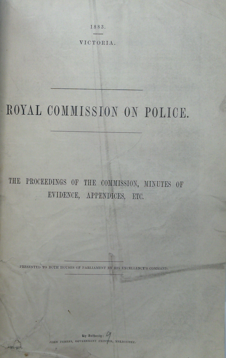 Royal Commission On Police: General Report: Present State And Organization Of The Police Force.
