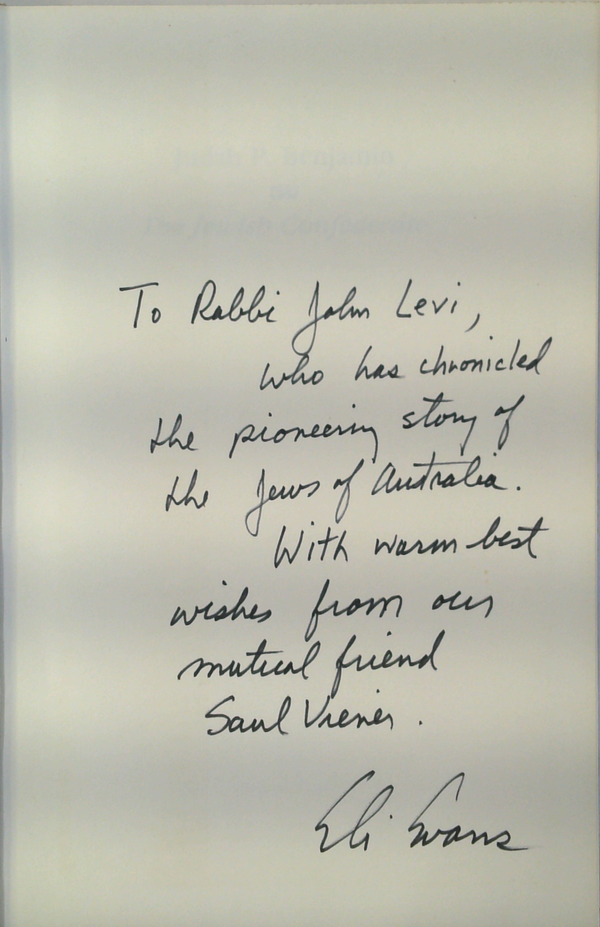 Judah P. Benjamin: The Jewish Confederate (SIGNED)