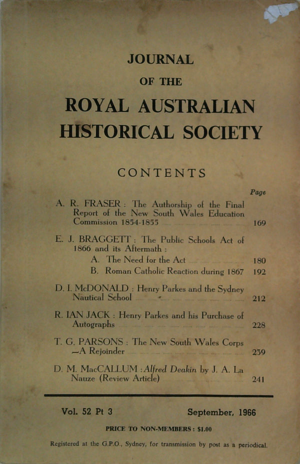 Journal of the Royal Australian Historical Society Vol. 52 Pt. 3, September 1966