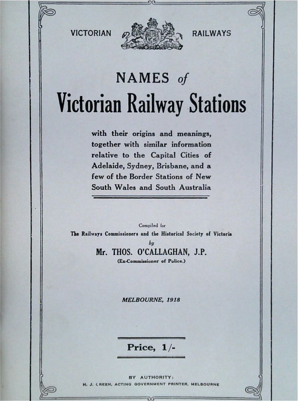 Names of Victorian Railway Stations