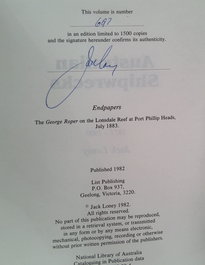 AUSTRALIAN SHIPWRECKS. Volume 3: 1871 to 1900. (SIGNED)