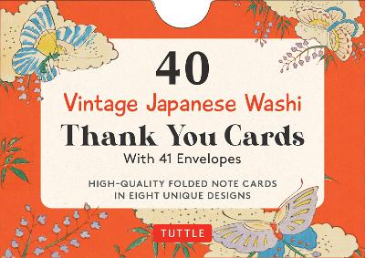 40 Thank You Cards in Vintage Japanese Washi Designs: 4 1/2 x 3 inch