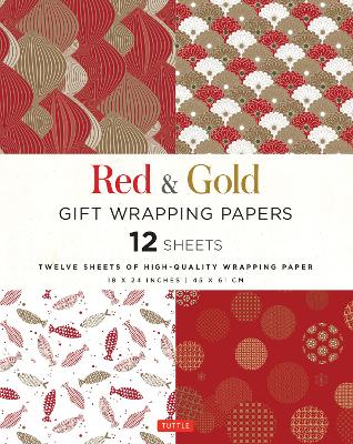 Red & Gold Gift Wrapping Papers - 12 Sheets: 18 x 24 inch (45 x 61 cm)