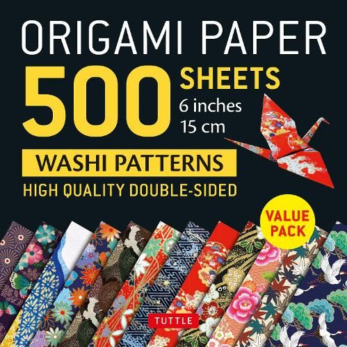 Origami Paper 500 sheets Japanese Washi Patterns 6" (15 cm): Double-Sided Origami Sheets  with 12 Different Designs (Instructions for 6 Projects Included)