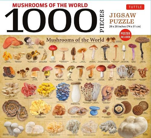 Mushrooms of the World - 1000 Piece Jigsaw Puzzle: for Adults and Families - Finished Puzzle Size 29 x 20 inch (74 x 51 cm); A3 Sized Poster