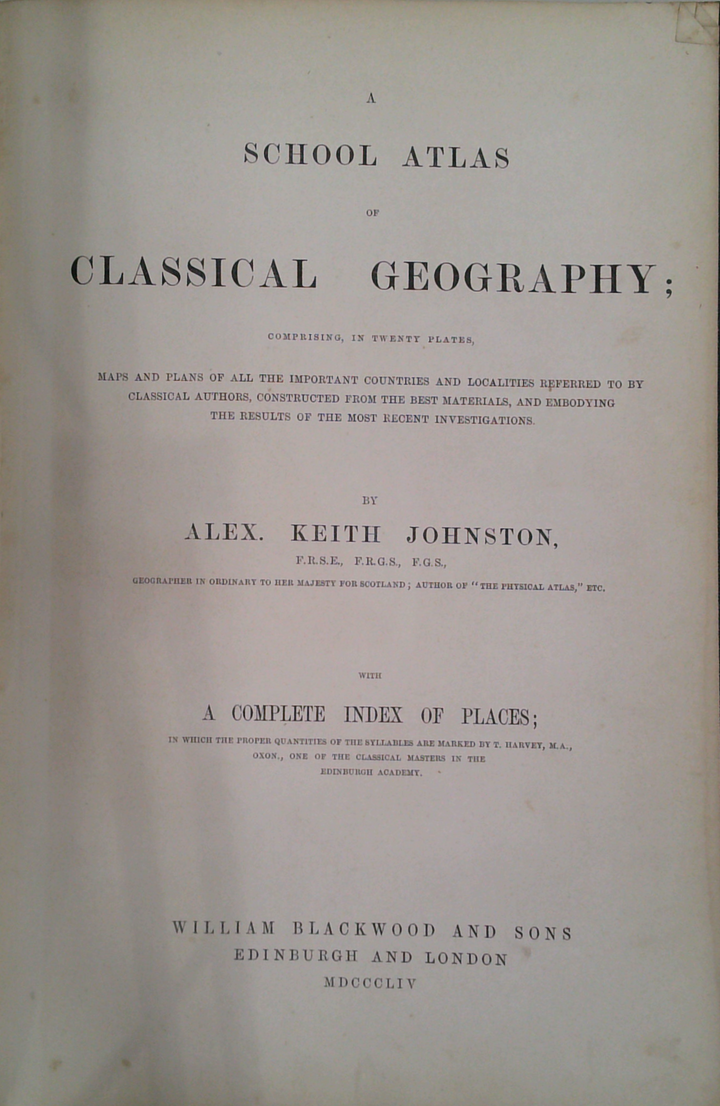 A School Atlas Of Classical Geography;