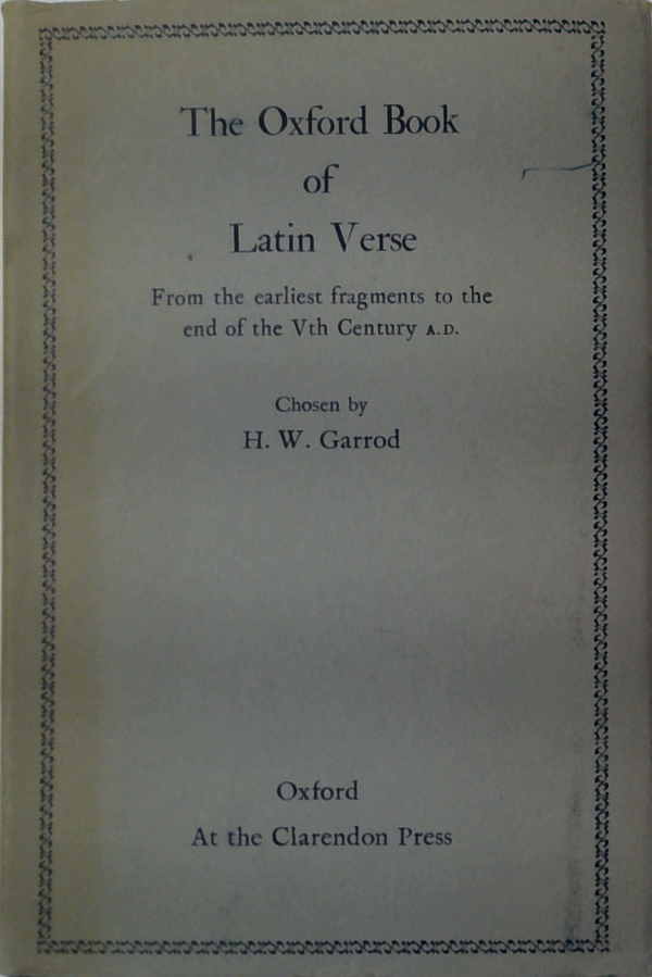 The Oxford Book Of Latin Verse