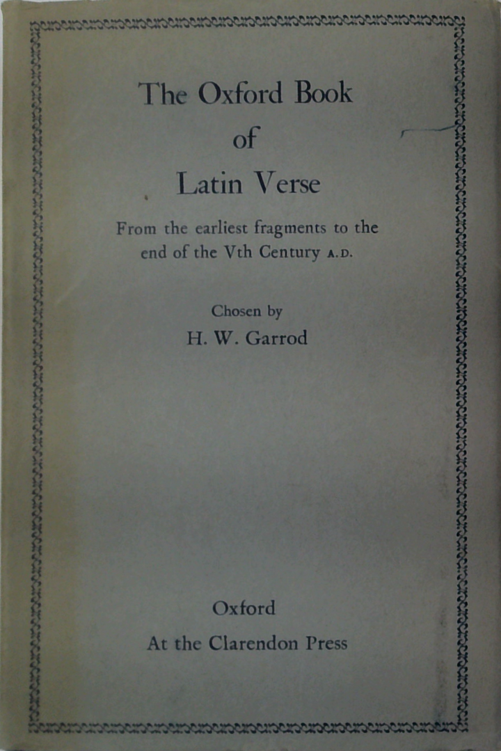 The Oxford Book Of Latin Verse