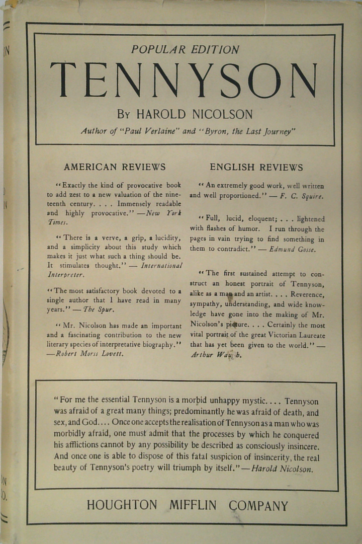 Tennyson: Aspects Of His Life Character And Poetry