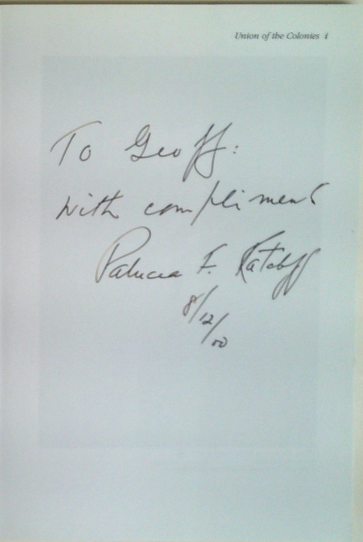Union Of The Colonies: Essays On Federation (SIGNED)