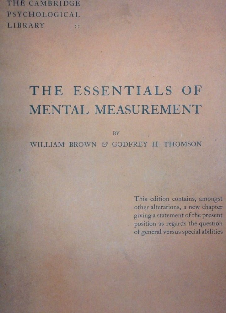 The Essential Of Mental Measurement (Cambridge Psychological Library)
