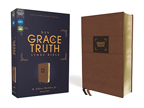 NIV, The Grace and Truth Study Bible (Trustworthy and Practical Insights), Leathersoft, Brown, Red Letter, Comfort Print