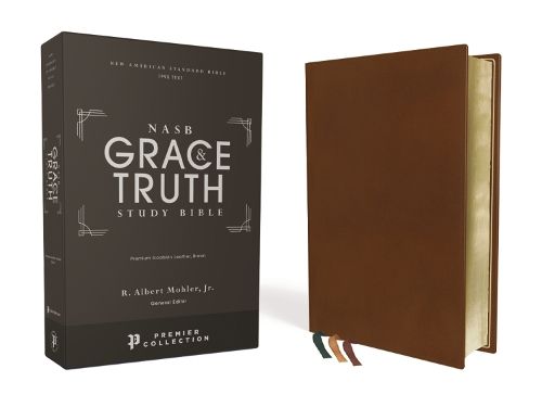 NASB, The Grace and Truth Study Bible, Premium Goatskin Leather, Brown, Premier Collection, Black Letter, 1995 Text, Art Gilded Edges, Comfort Print